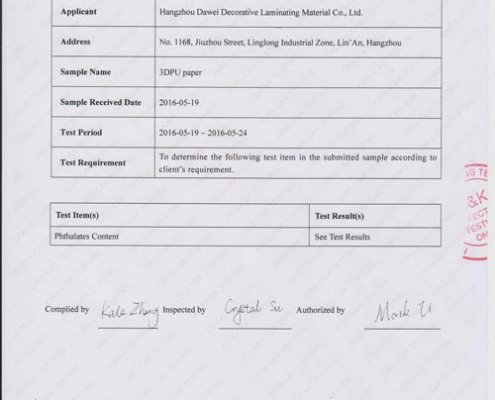 CRS testing for decorative paper 2