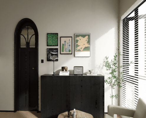 Teak Wood Grain Charcoal Black Decorative Foil Paper for Sideboards W88003-5